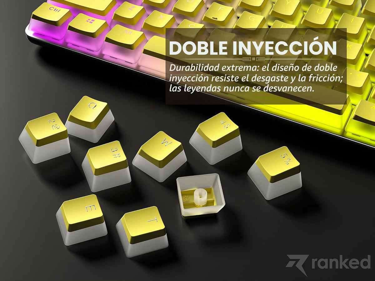 Teclas PBT Ranked Amarillo Diseño Translúcido ANSI para Teclado Mecánico RGB Juego