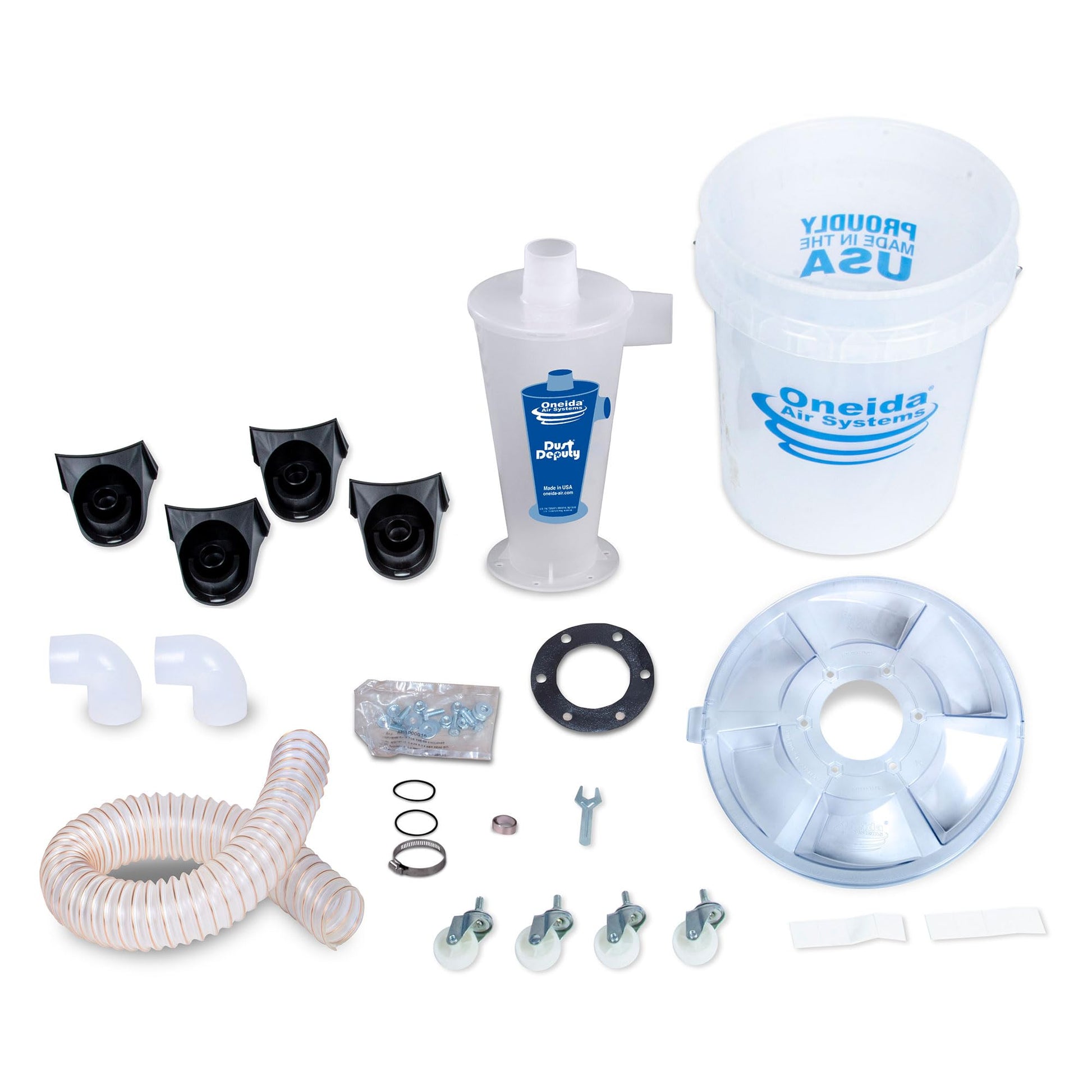 Kit Separador Ciclónico Oneida Air Systems Dust Deputy Deluxe Transparente con Soportes para Aspiradoras en Húmedo/Seco