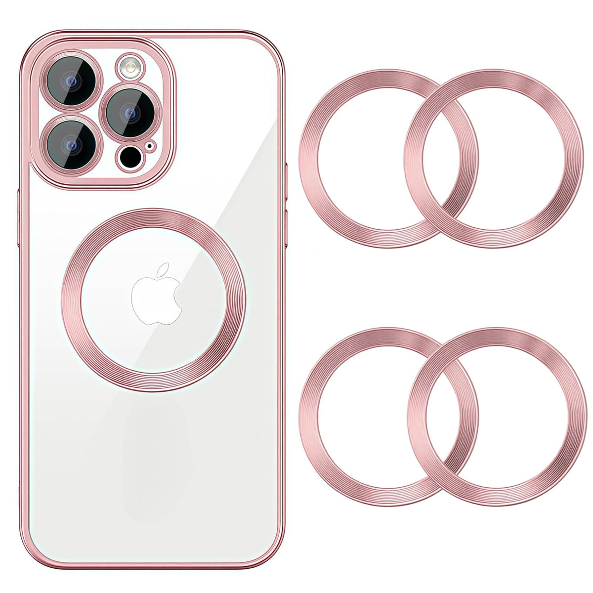 Anillos de Metal Universales Magsafe Multicolor para Fundas y Carga Inalámbrica Rosa