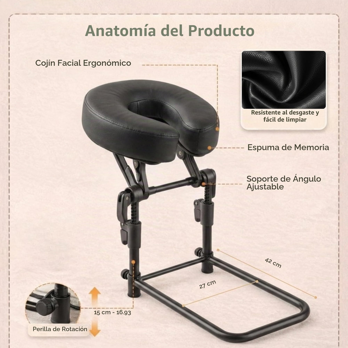 Reposacabezas de Masaje MAOSEMSI Gris Ajustable con Funda Lavable y Espuma Viscoelástica