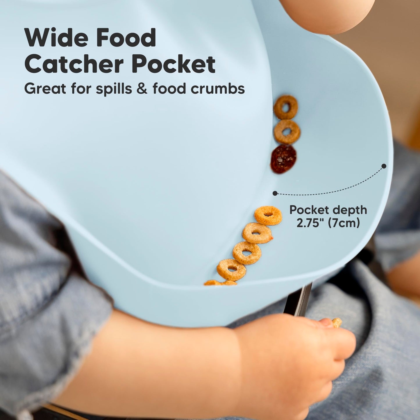 KeaBabies - Paquete de 2 baberos de silicona de grado alimenticio resistentes para bebés, niñas, niños, gran colector de alimentos, limpiar y poner fácilmente, esenciales de alimentación para niños