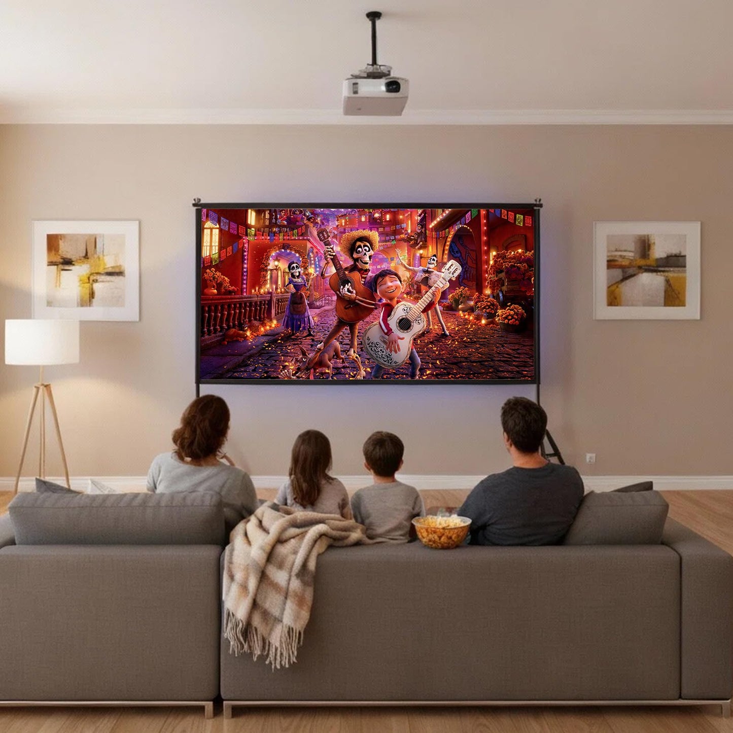 Wootfairy - visualización de proyección portátil y plegable de 120 pulgadas para interiores y exteriores, 16:9 4K HD trasera frontal sin arrugas con bolsa de transporte para cine en casa, patio