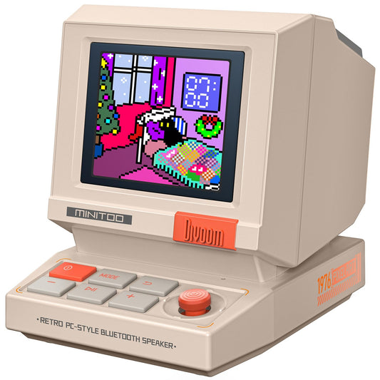 Divoom MiniToo - Altavoz Bluetooth retro Pixel – Diseño de PC inspirado en los años 90, control de aplicaciones, alarma, ruido blanco, altavoz de computadora retro para música, decoración de