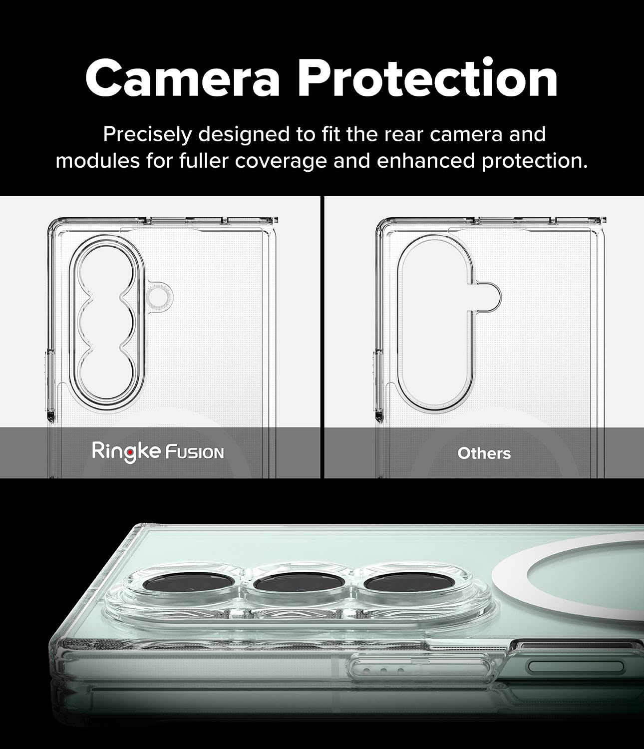 Funda Ringke Fusion Samsung Galaxy Z Fold 7 Clear Magnética delgada con Parachoques Antigolpes y Protección para Cámara
