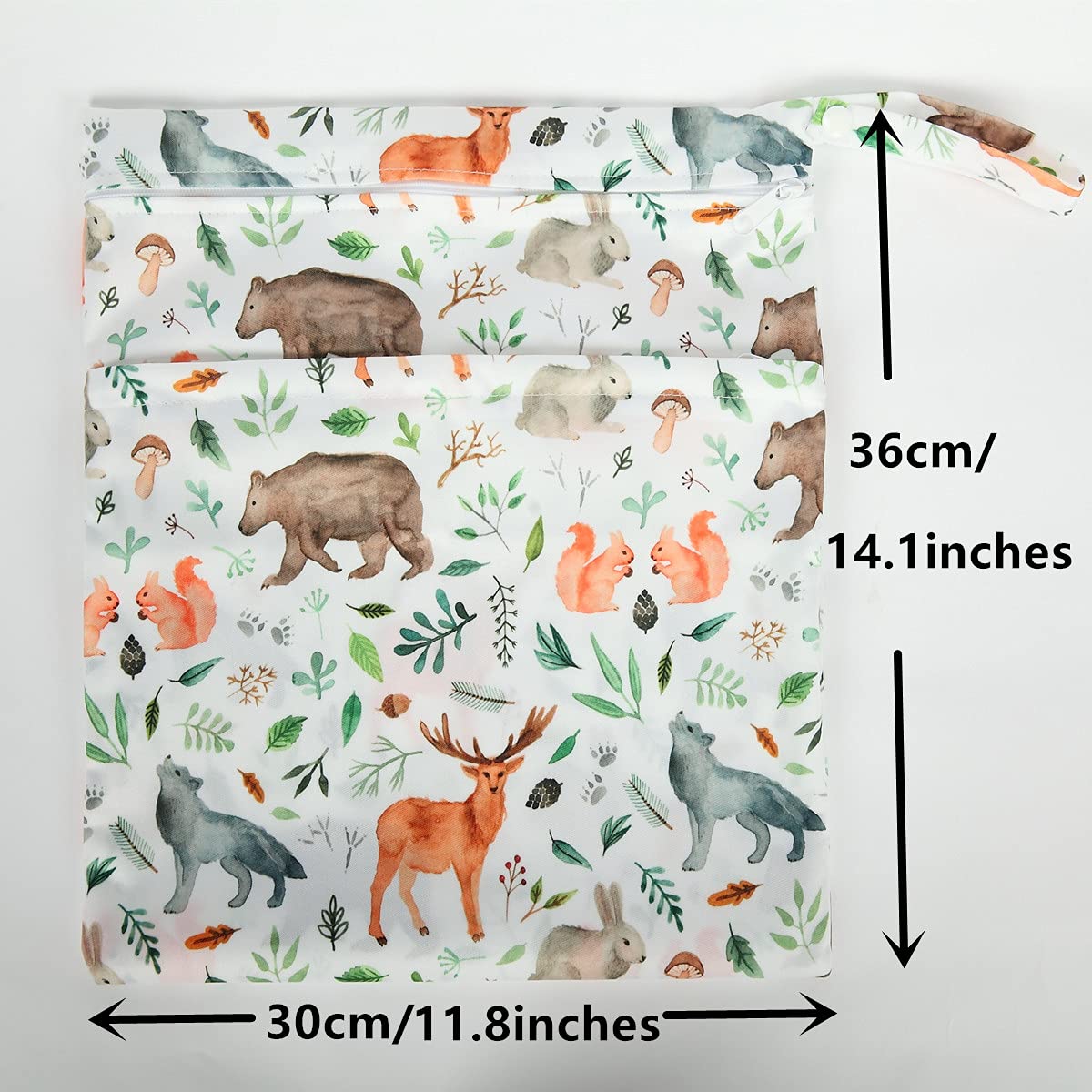 Sigzagor - Bolsa de pañales para bebé (tamaño mediano, reutilizable, lavable con dos bolsillos con cierre), Búho rosa, Medium,11inches x 14inches