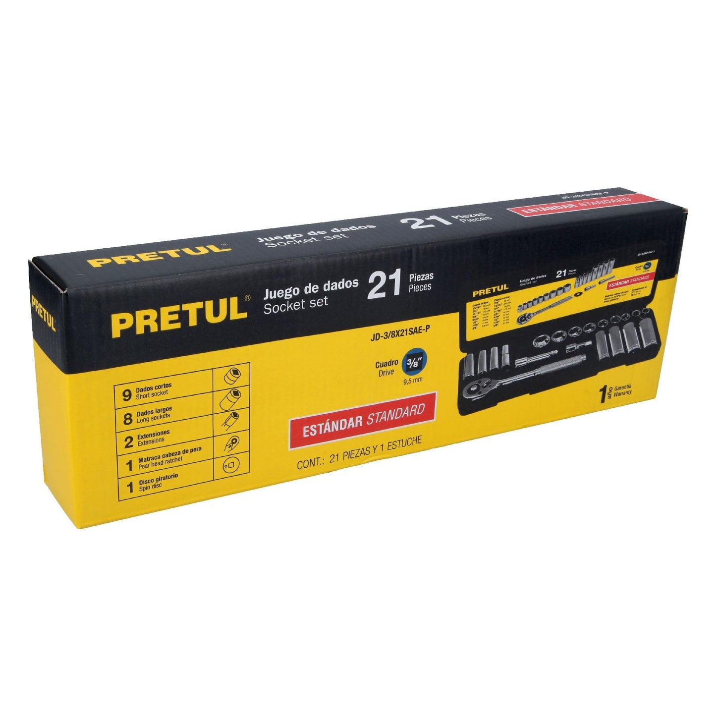 Juego de Autoclés Pretul SAE 21 Piezas 3/8"