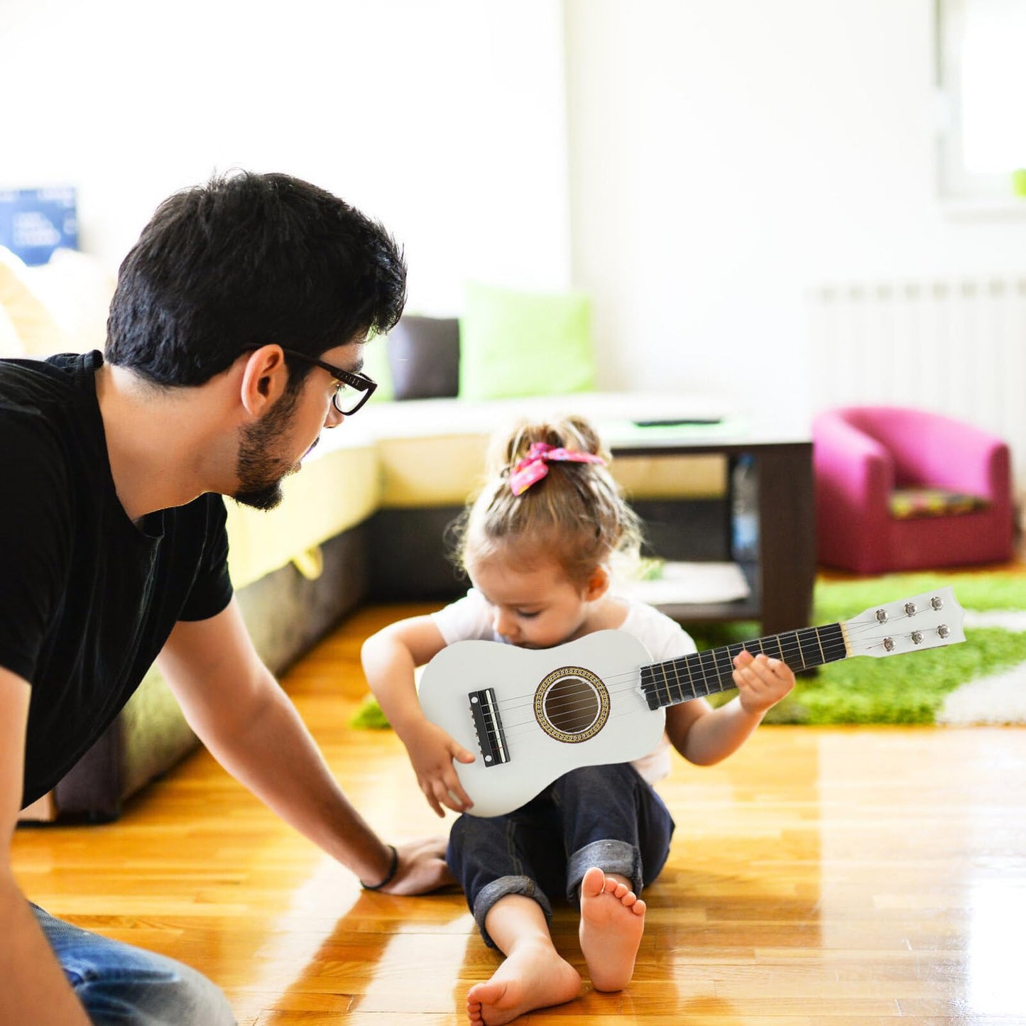 Abaodam Instrumentos Musicales Para Niños Guitarra Para Niños De 3 a 5 Años Modelos Juego Infantil Guitarra Electrica Instrumentos Musicales Ukelele Para Bambú Audio Pequeña Viajar