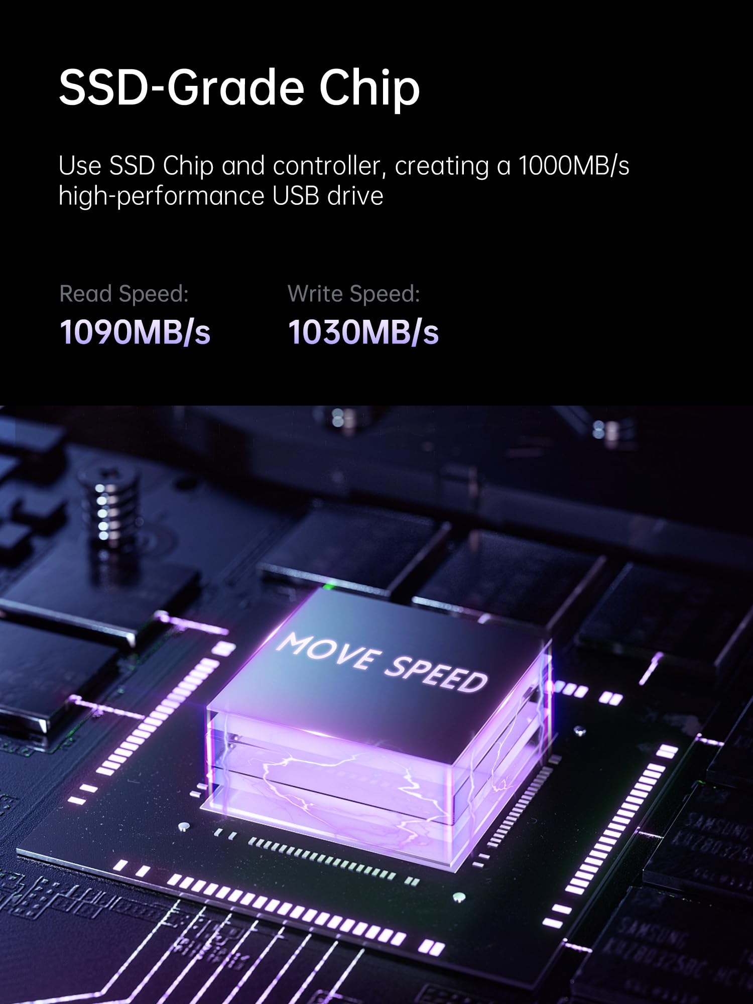 Unidad Flash MOVE SPEED 1 TB SSD Externa Velocidad 1000 MB/s USB 3.2 Gen2 Tipo C para iPhone 15 y MacBook
