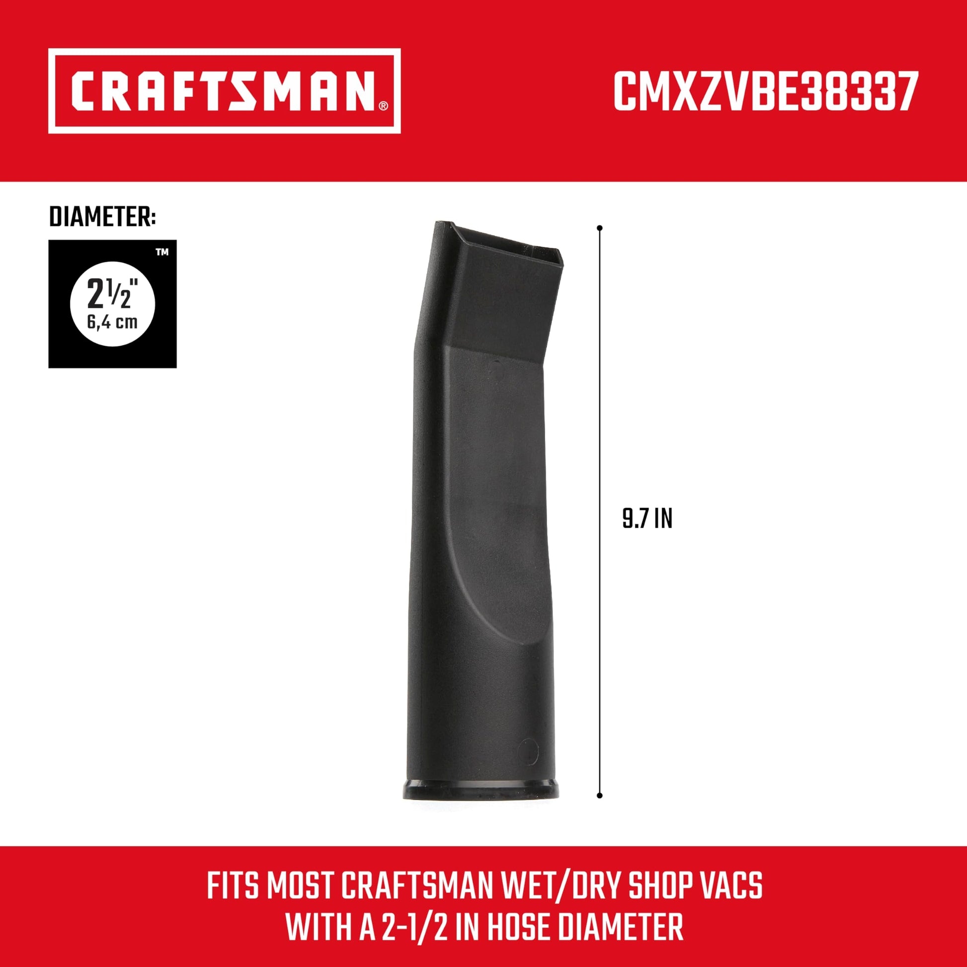 Craftsman CMXZVBE38337 2-1/2 Pulgadas. Boquilla de Coche con luz LED, Accesorio de aspiradora para Tienda húmeda/Seca