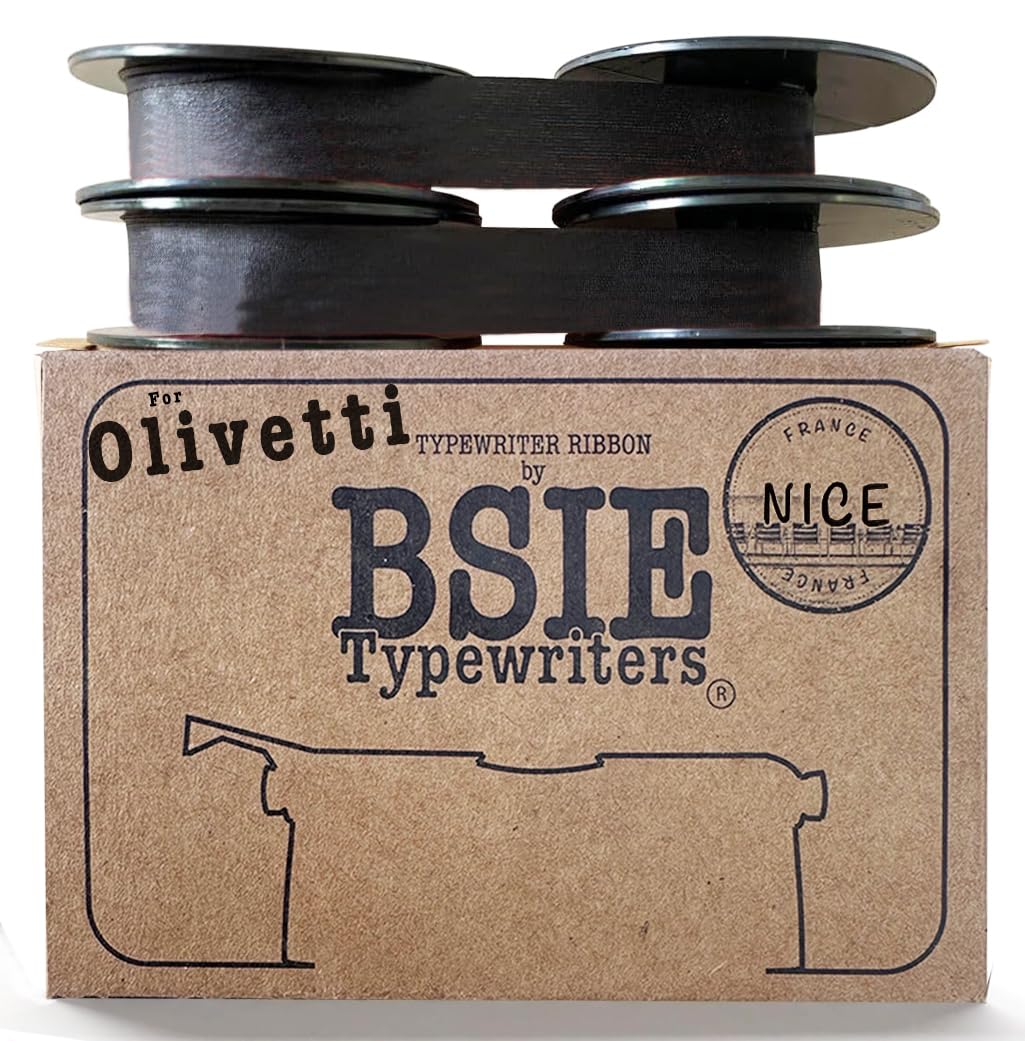 Cinta para Máquina de Escribir BSIE Olivetti Negro Pack Doble Compatible con Lettera 22, 32, 35, Studio 44, Valentine GR4