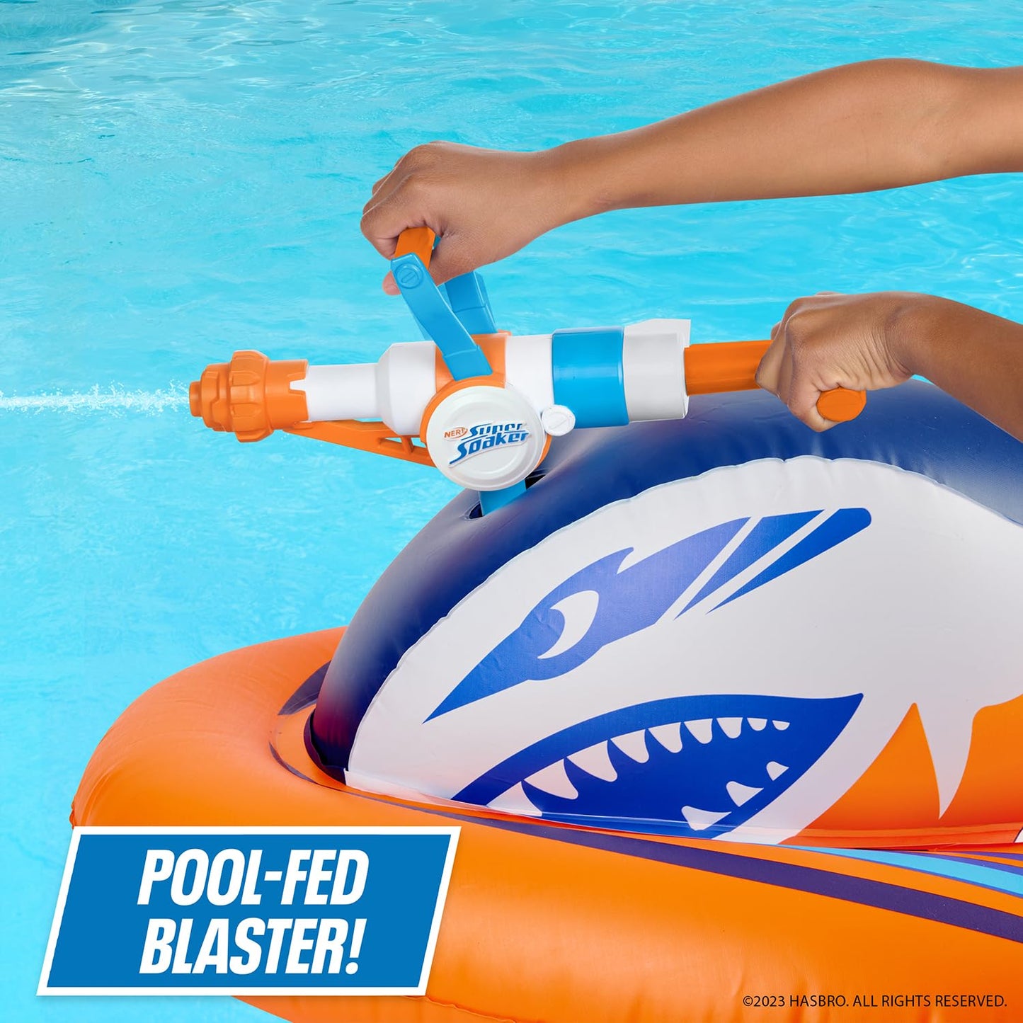 Flotador Inflable Nerf Super Soaker Stormforce con Mega Water Blaster para Piscina
