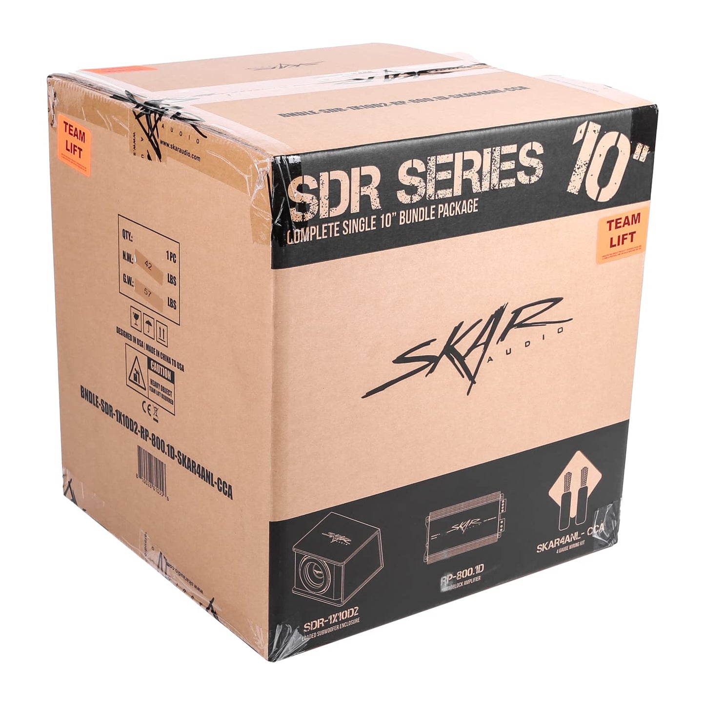 Skar Audio Single 10 Pulgadas Completo 1, 200 W Serie Sdr Subwoofer Paquete de Graves – Incluye Caja cargada con Amplificador