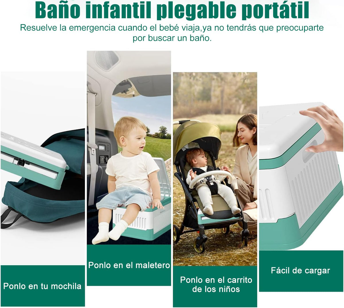 Orinal De Viaje Portátil Para Niños,Orinal plegable para niños,Asiento Entrenador Baño para Niños con 3 rollos de bolsa de limpieza de viaje,Adecuado para viajes,Coche,Camping,Parque (verde)