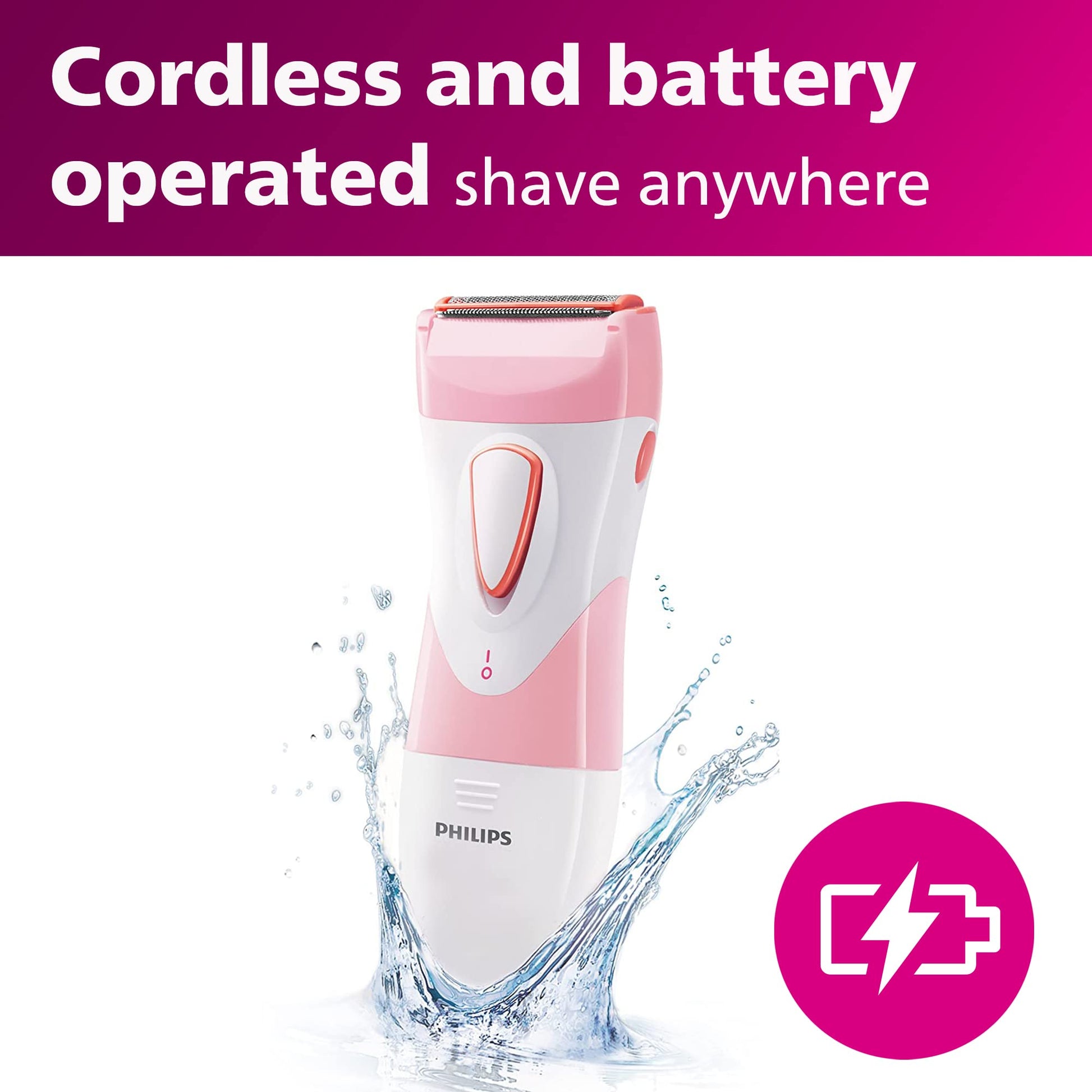 Philips SatinShave Essential Women’s Electric Shaver for Legs, Cordless (HP6306)