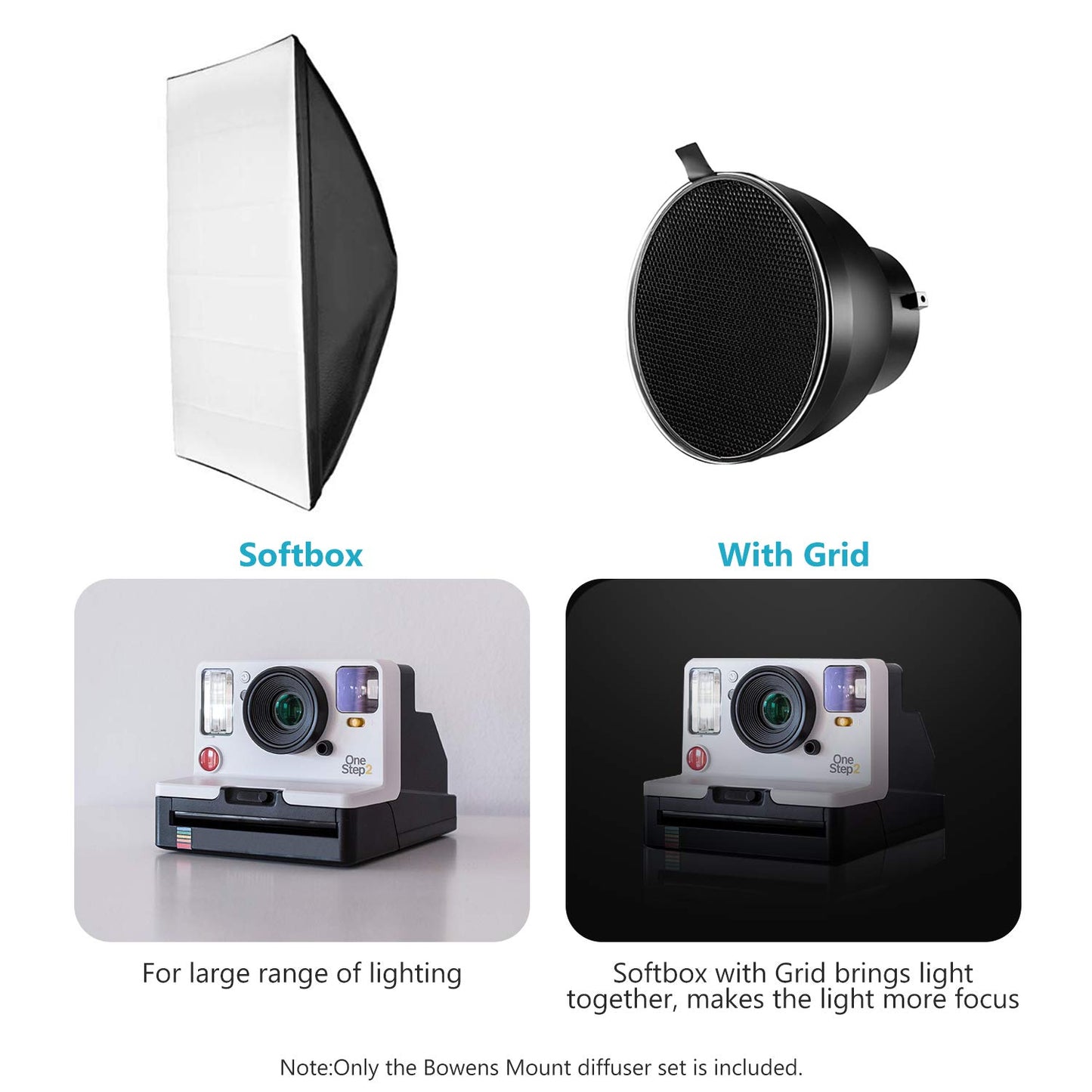 NEEWER Reflector Estándar 7 Pulgadas/18 Centímetros Difusor Suave con Rejilla en Forma Panal 20/40/60 Grados para Luz Estroboscópica Flash de Estudio de Bowens Montura Monoluz