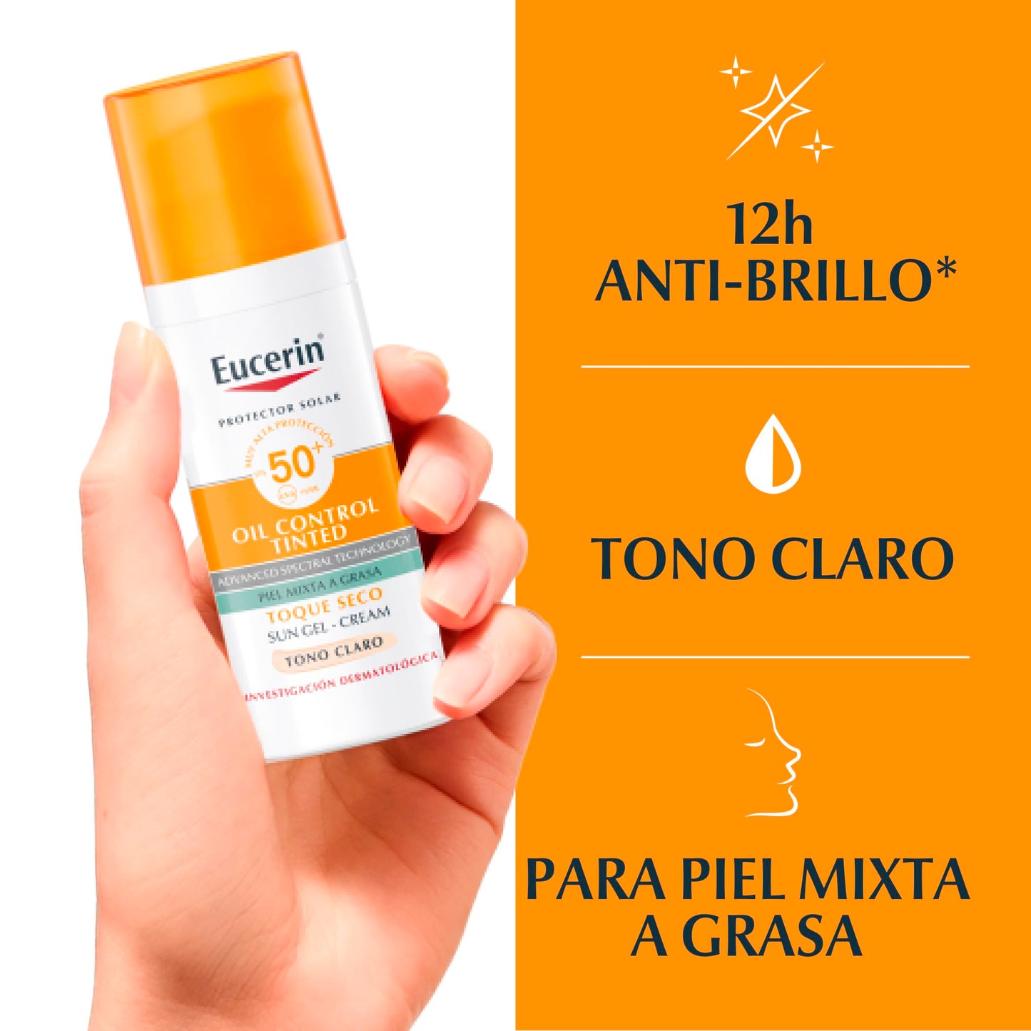 Protector Solar Facial Eucerin Sun Face Oil Control Claro Efecto Mate para Piel Grasa