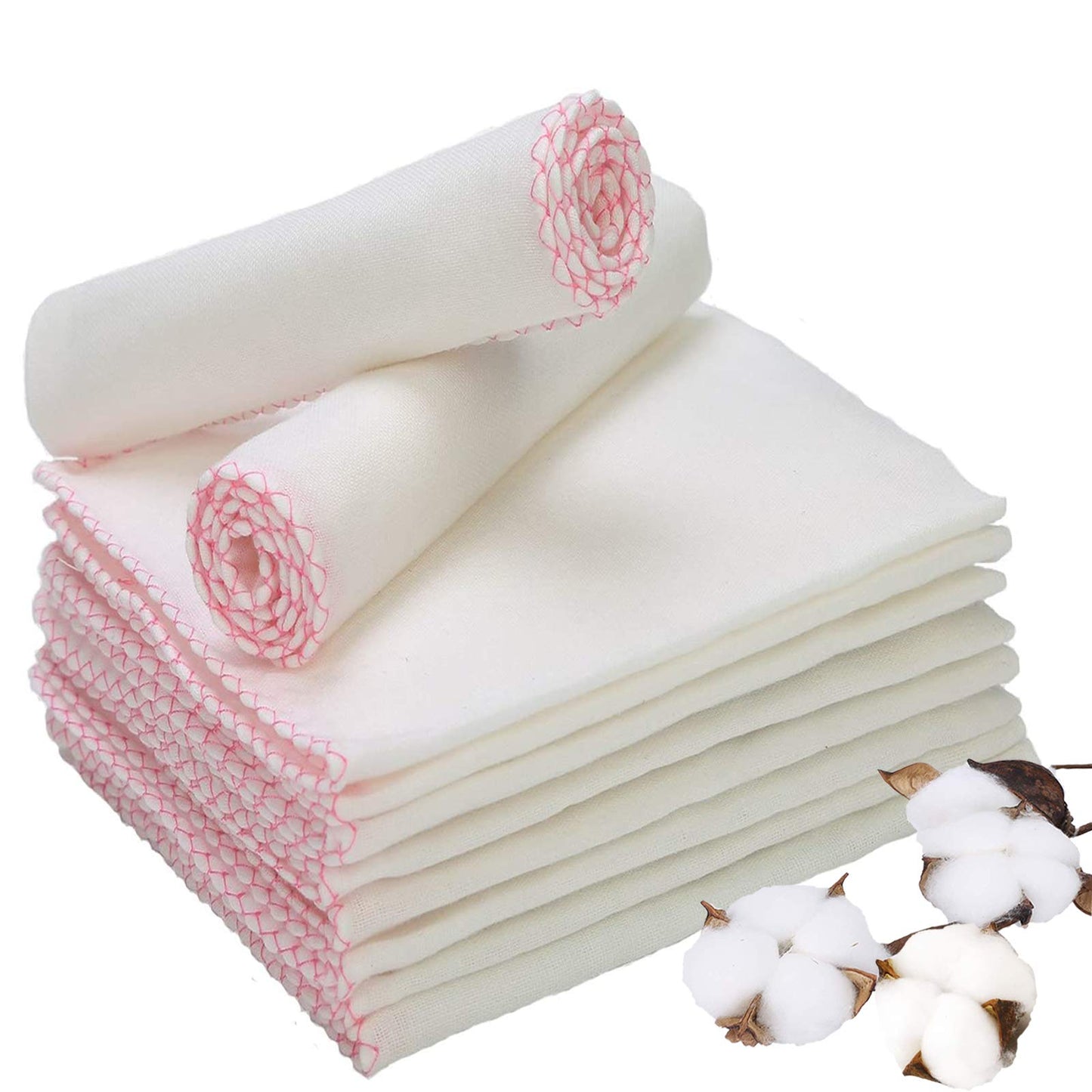 Yaosan- Paquete de 20 paños de muselina ecológicos para limpieza facial, de algodón suave, reutilizables, para quitar la suciedad de la cara