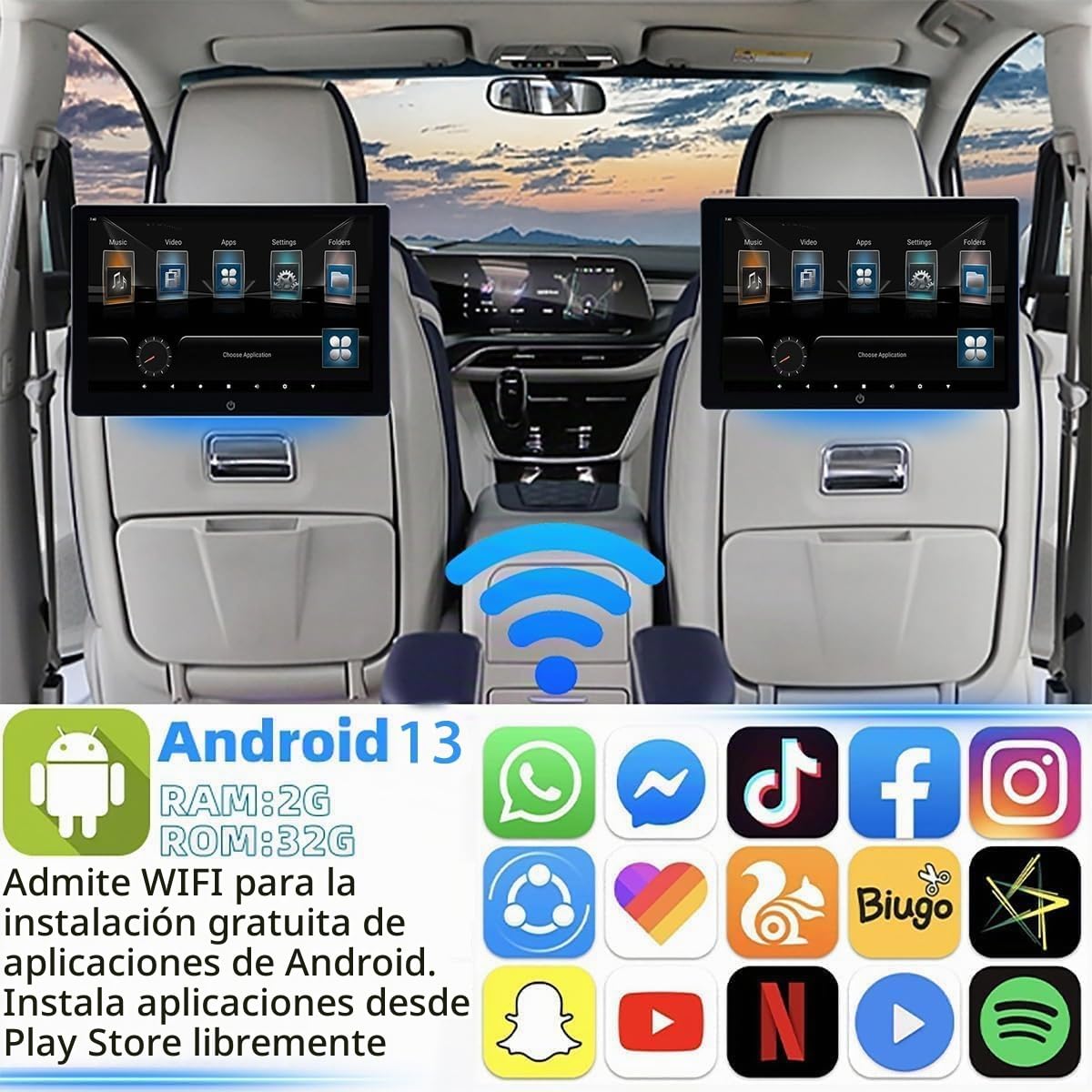 Tablet Portátil NOAUKA Negro con Pantalla Táctil de 10.1 Pulgadas para Coche y TV, Android 13