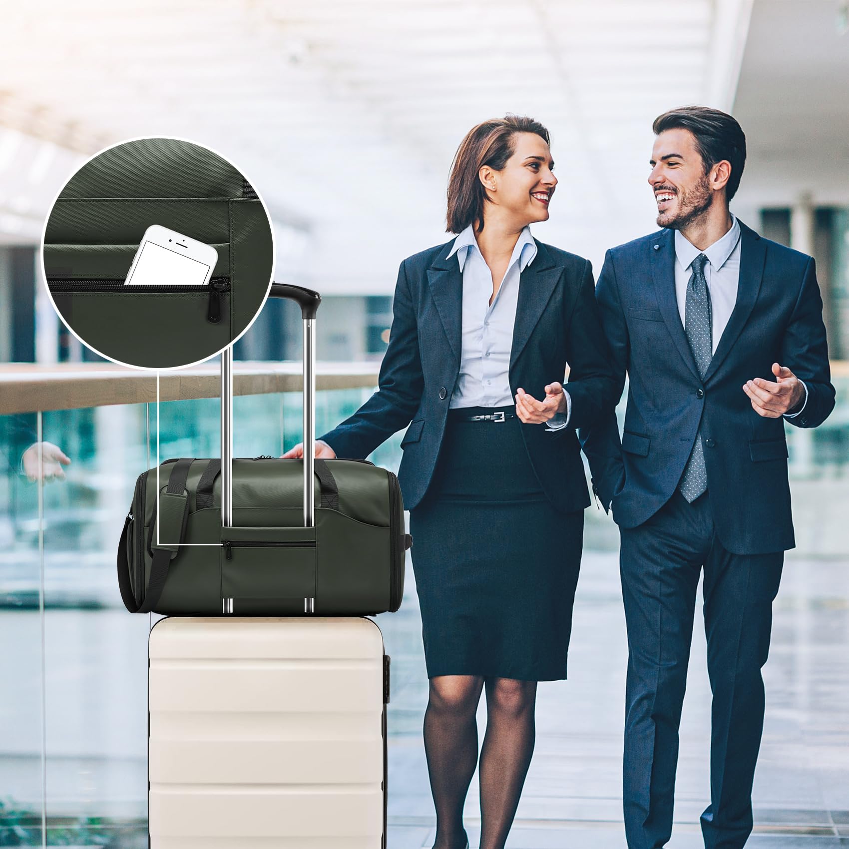 Bolsas de ropa para viajes, bolsas de traje para hombres, viajes, bolsa de ropa con compartimento para zapatos, bolsa de ropa convertible 2 en 1 impermeable con correa para el hombro,Moda y negocios
