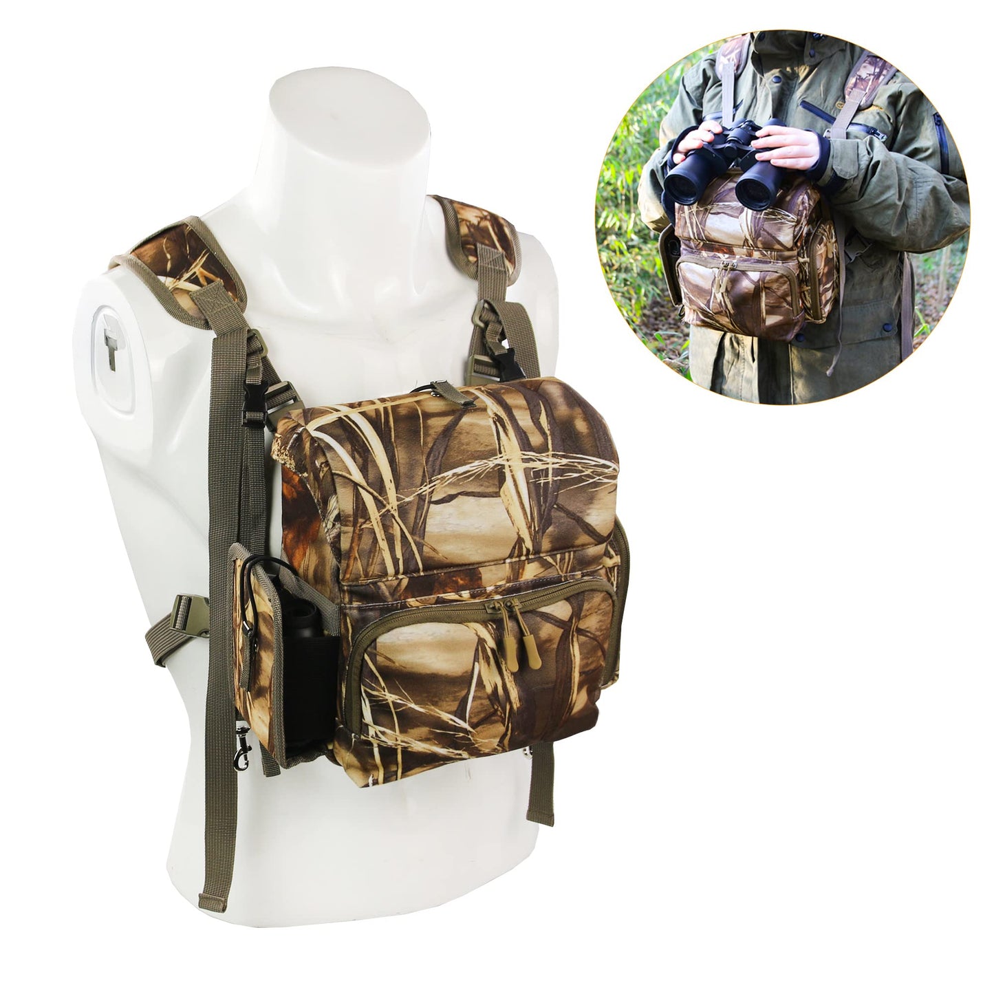 Arnés Binocular MDSTOP Negro con Bolsa para Observación y Caza