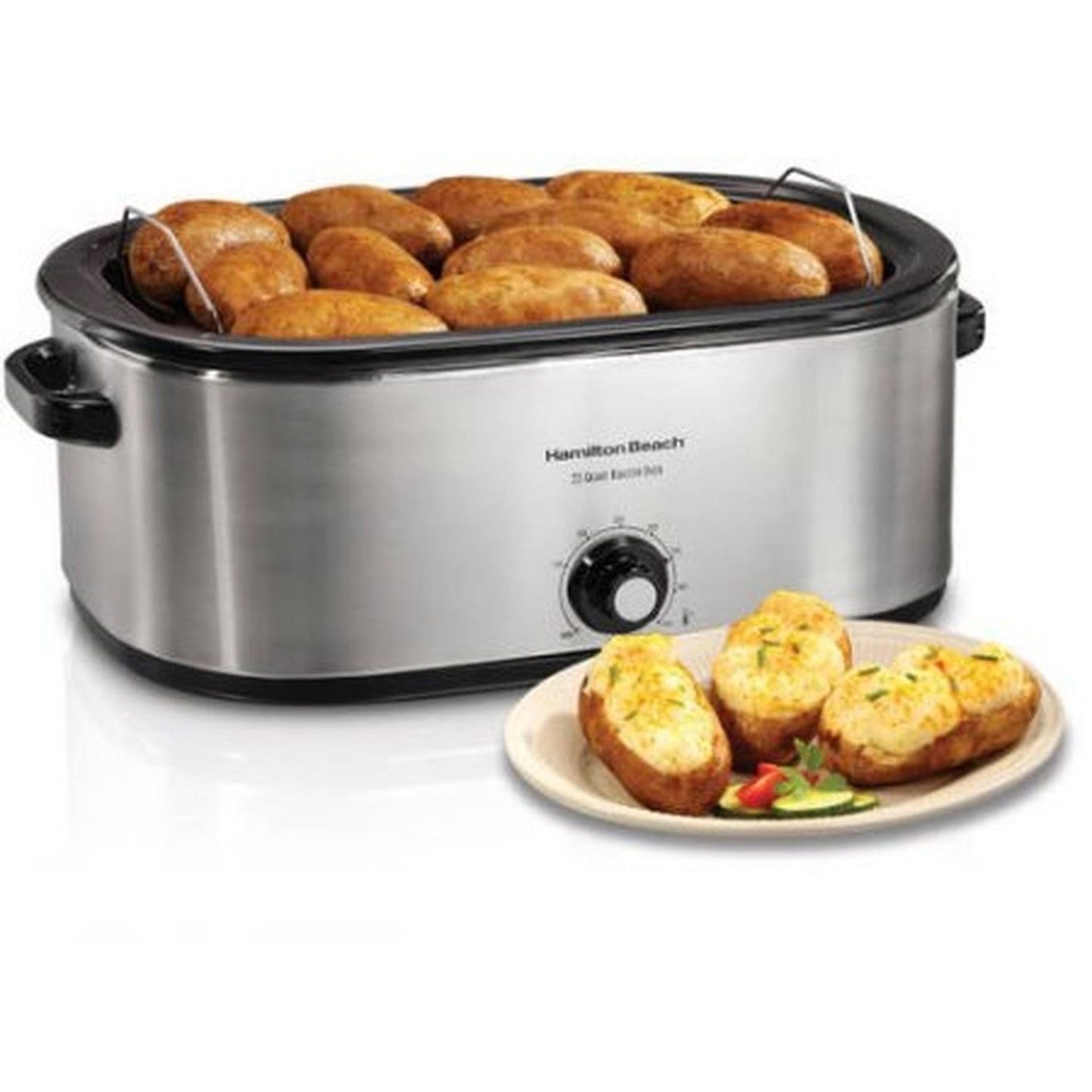 Hamilton Beach Horno tostador de 22 cuartos de galón de 28 libras con tapa de autohilvanado (acero inoxidable)