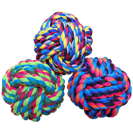 Juguete Masticable Wellbro Multicolor con Nudos de Algodón para Mascotas en Pack de 3