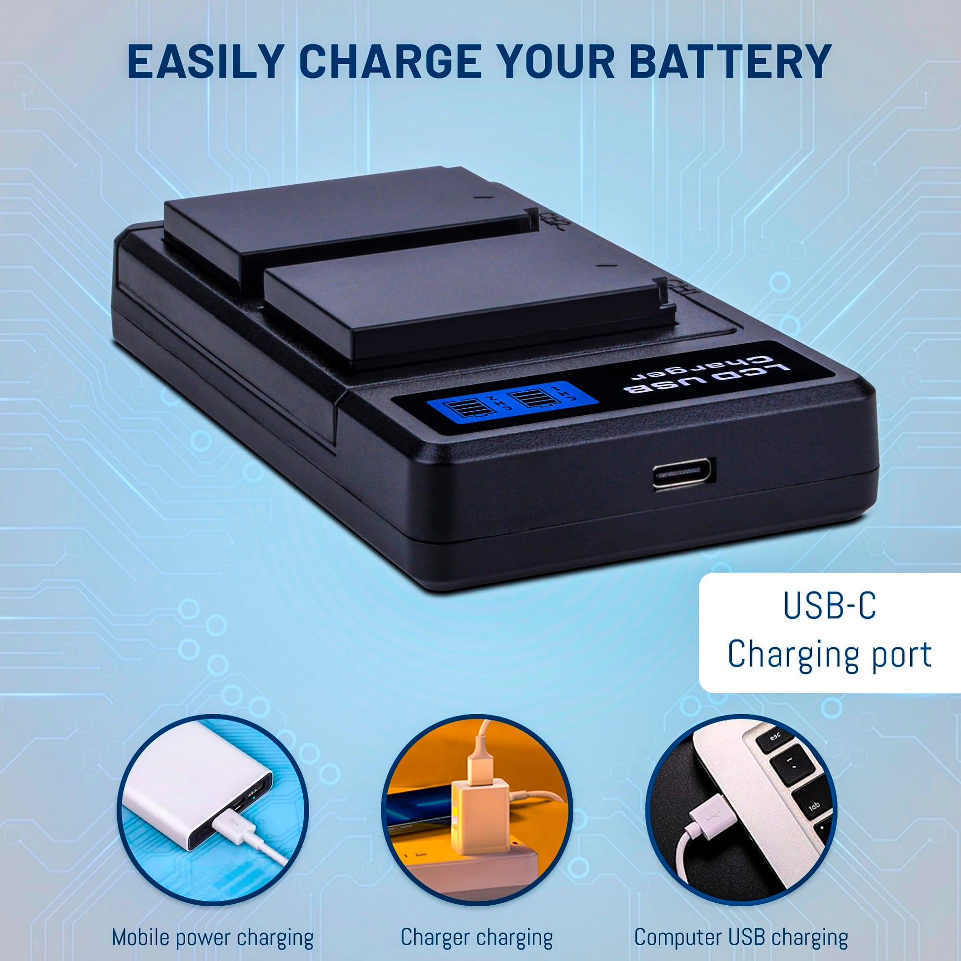 Baterías LP-E12 Canon en Negro con Cargador Dual USB para Cámaras Digitales
