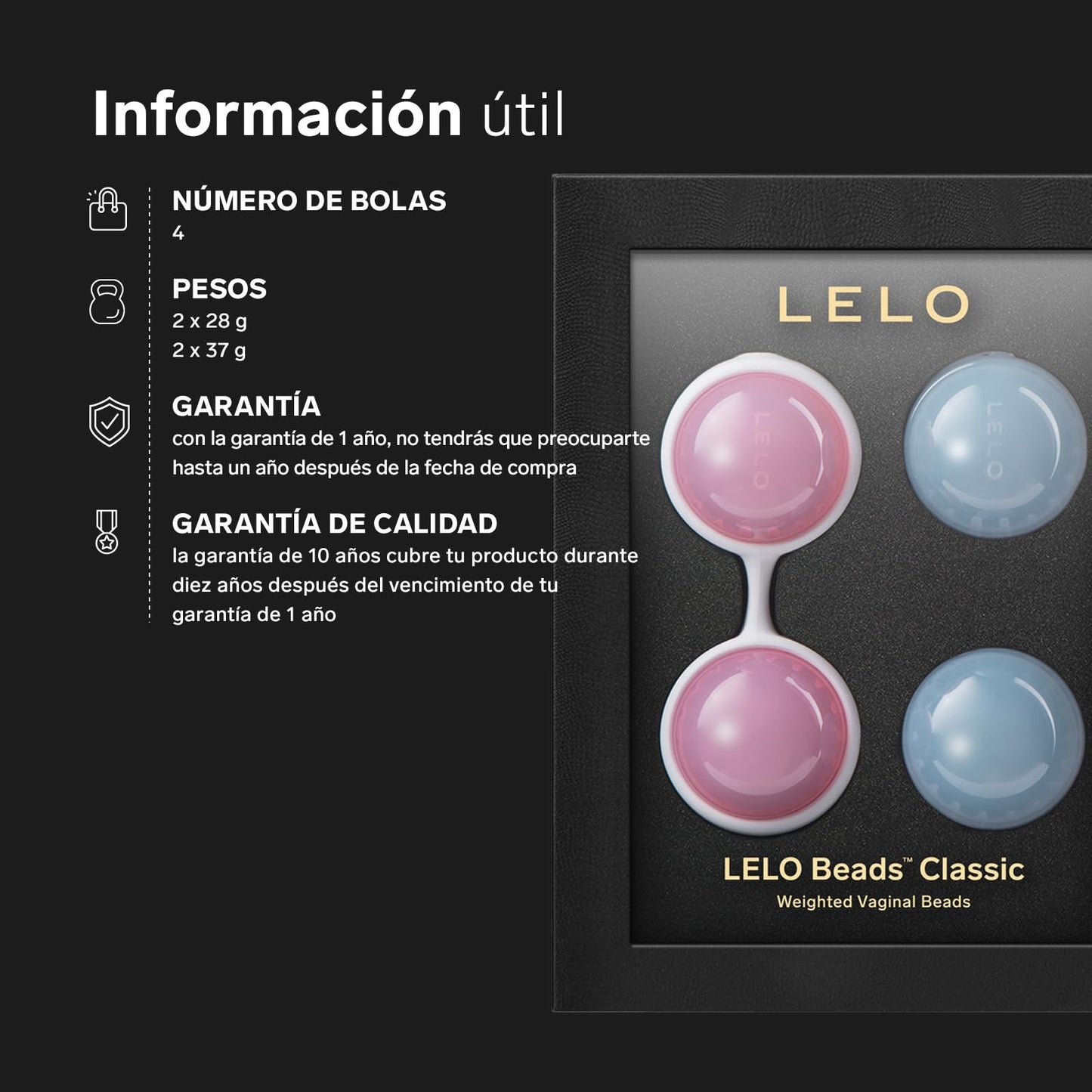 LELO Beads Classic, Juguetes eróticos para Mujer, Bolas Chinas de Primera Calidad para el Suelo Pélvico, Juguetes Sexuales para Alcanzar más Orgasmos