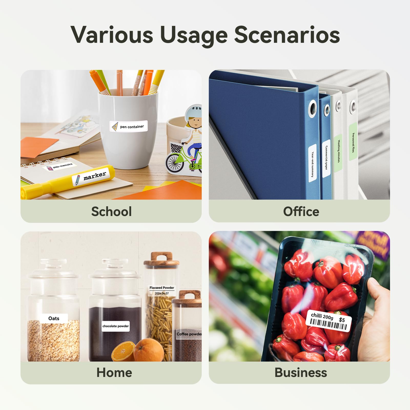 NIIMBOT D110 - Mini máquina para etiquetar con cinta, impresora térmica Bluetooth portátil, etiquetadora de calcomanías con múltiples plantillas para organización de oficina, hogar, cocina, escuela,