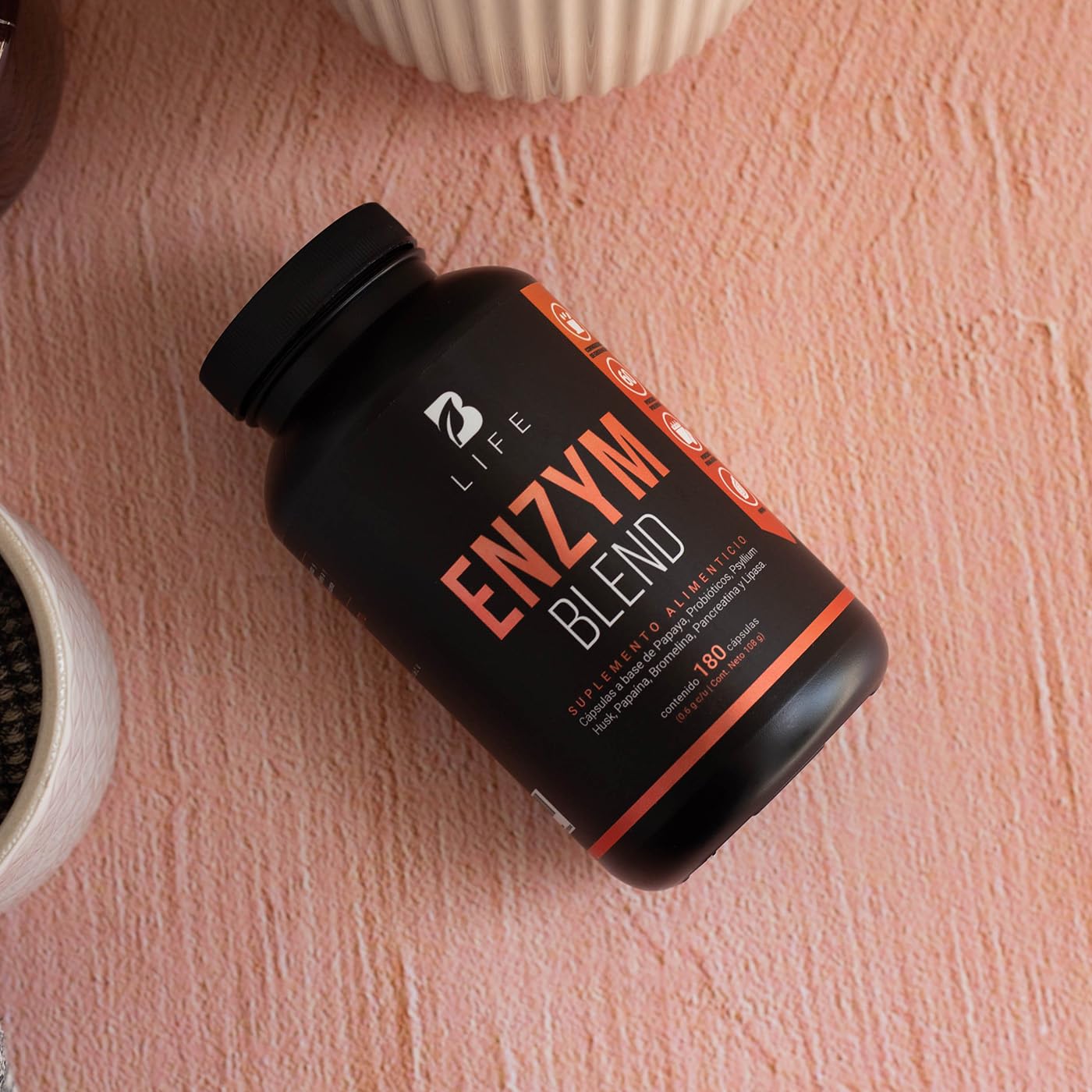Enzimas Digestivas Enzym Blend B Life Papaya y Psyllium Husk 180 Cápsulas 1800 mg Ingredientes Naturales