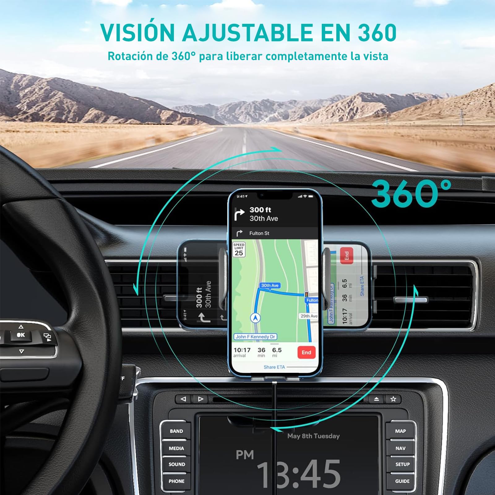 ECYWE Cargador de Coche Inalámbrico，Soporte de teléfono para Coche, Cell Phone Holder, Car Cell Phone Holder, Air Vent Cell Phone Holder, Stable and Not Fall Off.