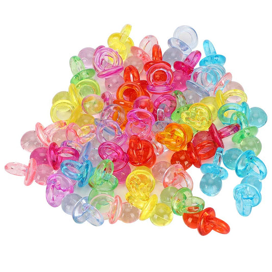 Chupete Acrílico, 100 Piezas Mini Chupetes para Bebés Baby Shower Favors Decoración de Fiesta de Cumpleaños Bautismo de bebé Chupete Relajante Juguetes Pezones de bebé Decoración (color mixto transparente)