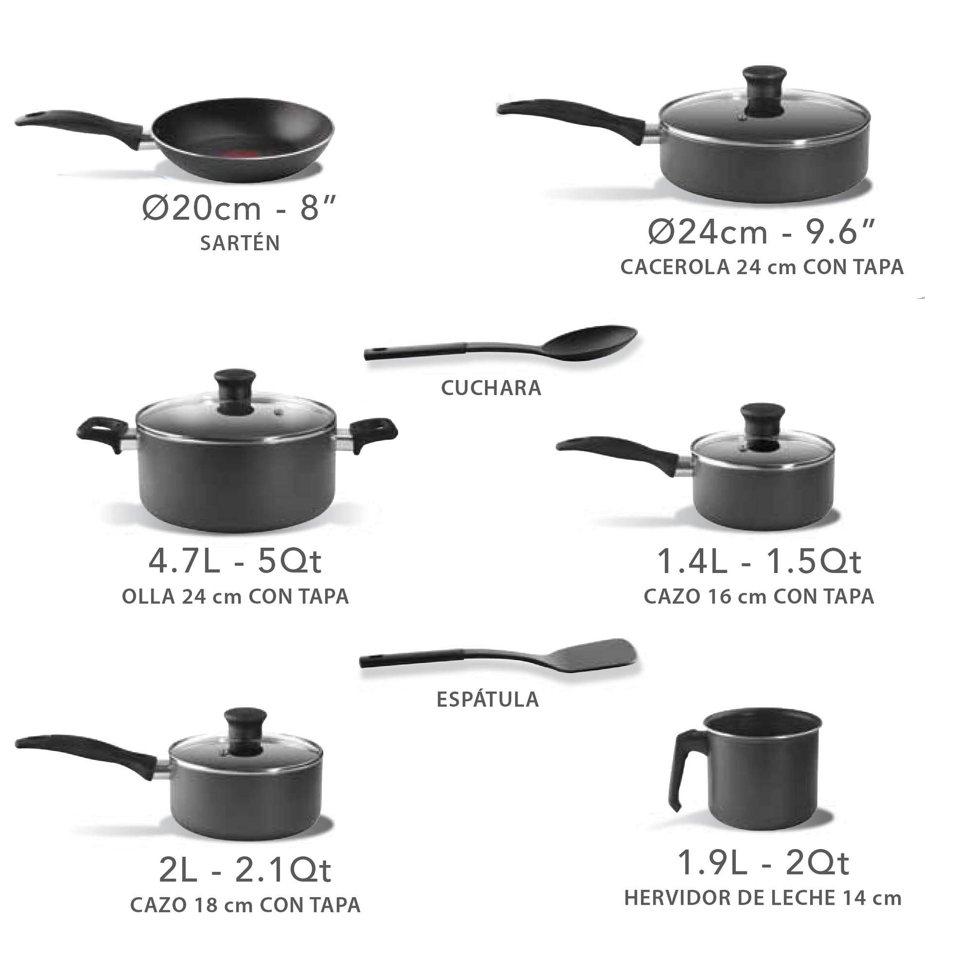 Batería de Cocina T-FAL Gris con Antiadhesivo Resist Plus para Familia 13 Piezas