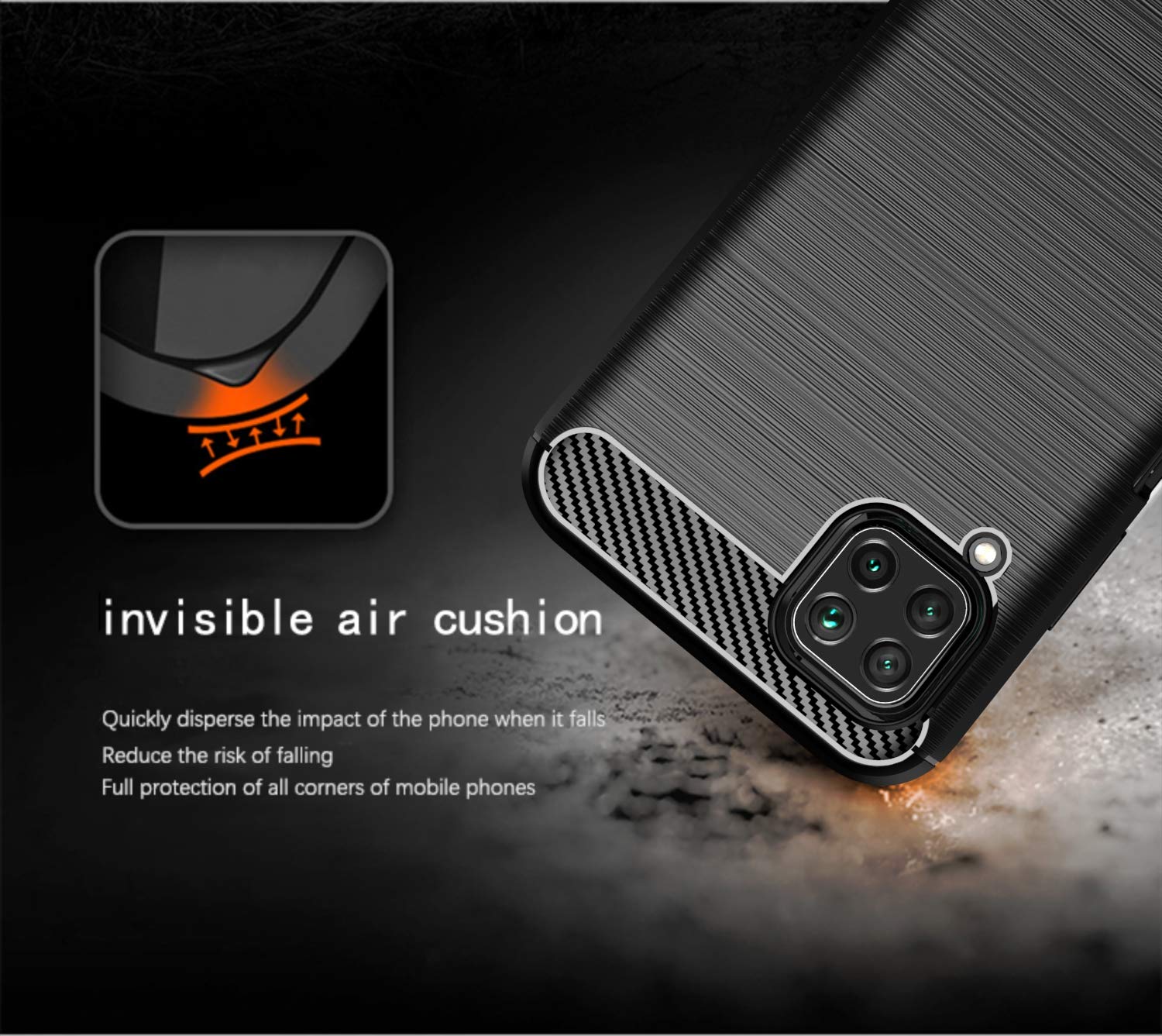 Funda Uso Rudo USDILU para Huawei P40 Lite Negro TPU Suave Silicón Flexible
