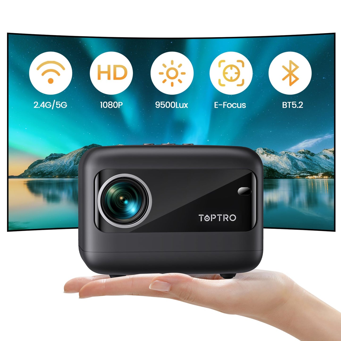 Mini Proyector TOPTRO TR25 WiFi 6 Bluetooth 5.2 1080P FHD Corrección Eléctrica ±40°