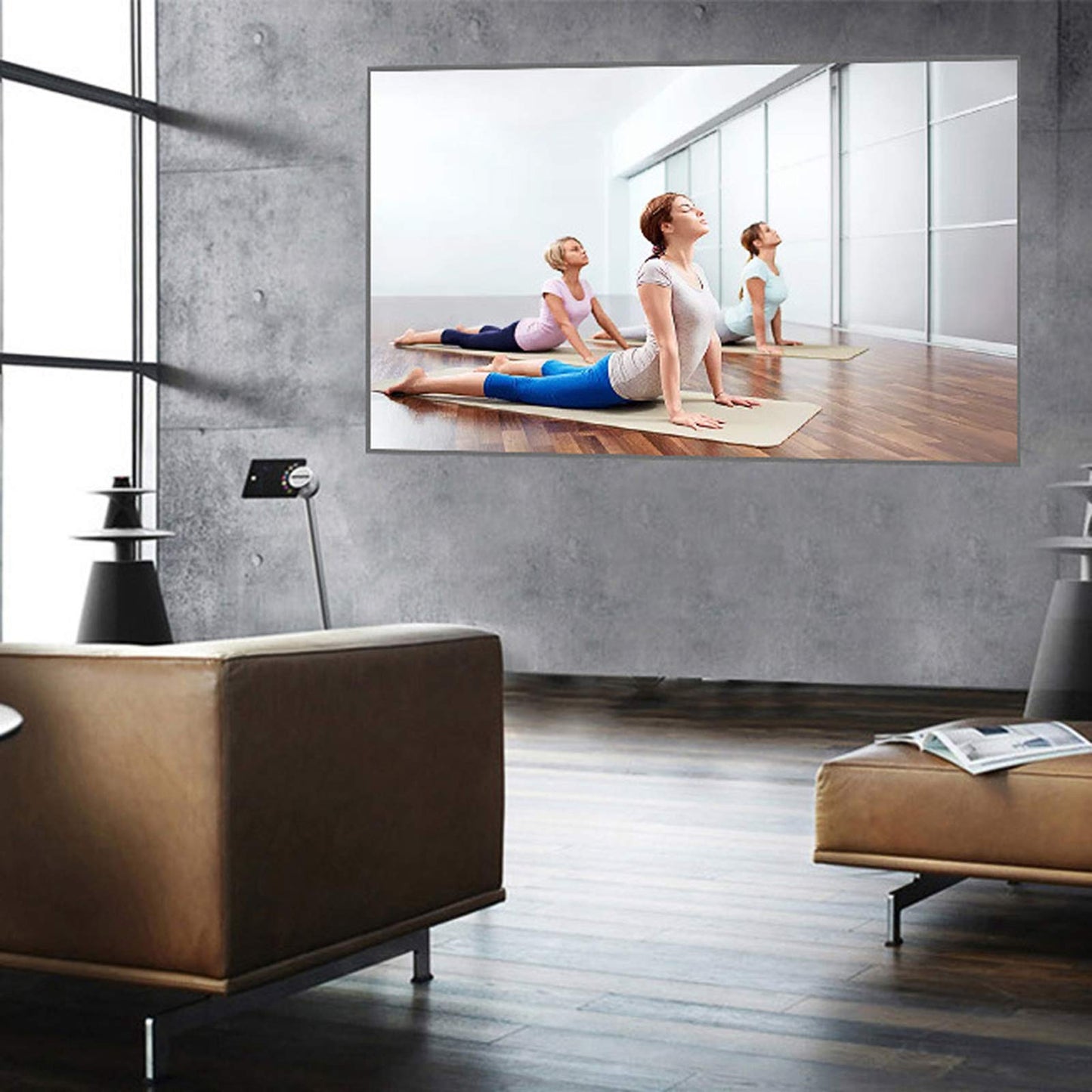 visualización de proyector portátil de 60 pulgadas HD 16:9 sin marco, visualización de proyección de video plegable montada en la pared para cine en casa y películas de oficina