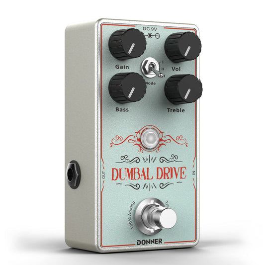 Donner Dumbal Drive Overdrive Pedal para guitarra eléctrica, estilo tonto con efecto de impulso de ecualizador de 2 bandas, puro bypass analógico