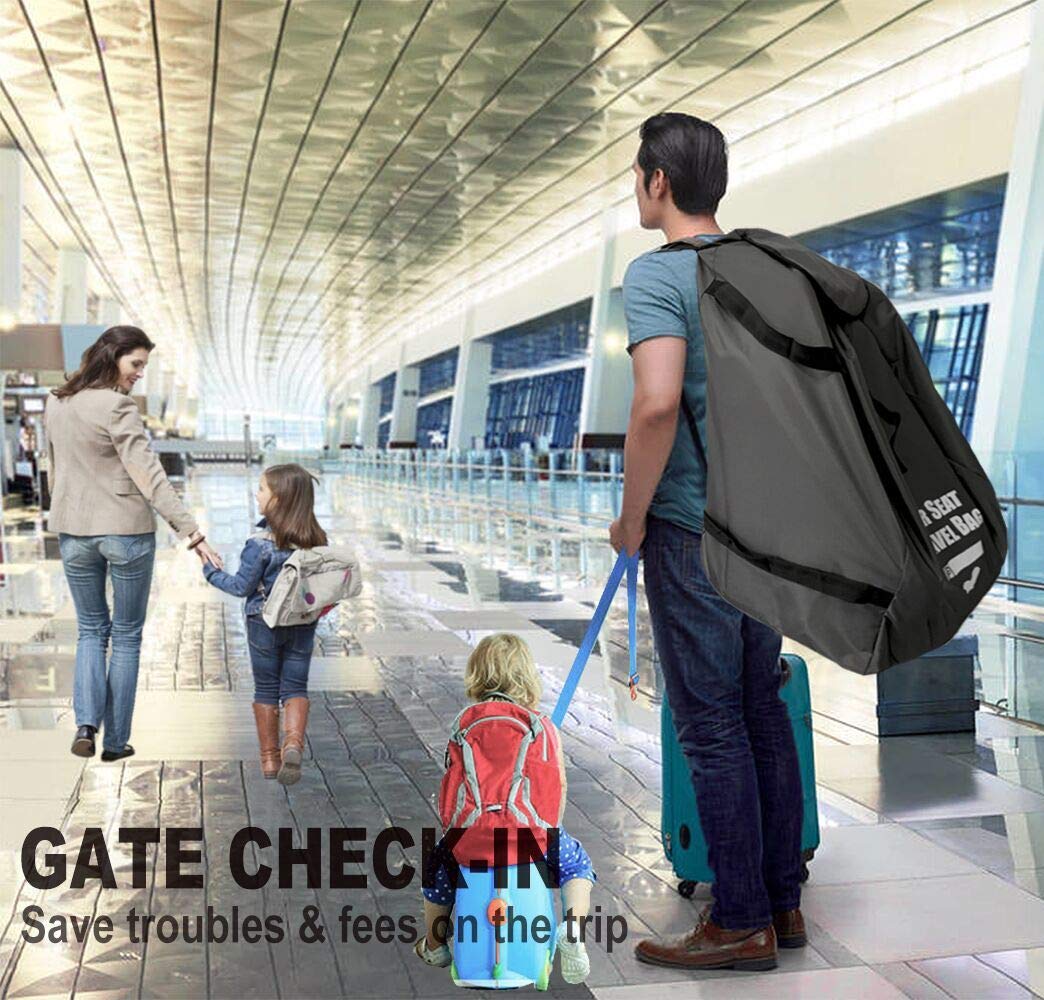 Bolsa de viaje para asiento de coche para viajes en avión, coche, puerta, mochila, gris