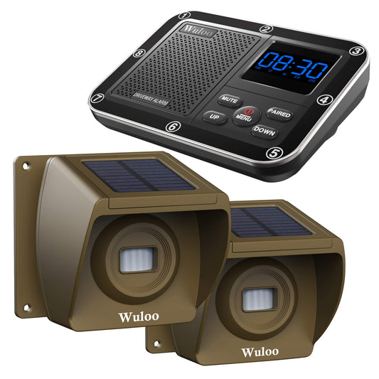 Alarma solar inalámbrica para entrada exterior de 1600 pies, sensor de movimiento al aire última intervensión y sistema de alerta de entrada con batería recargable, resistente a la intemperie, modo de