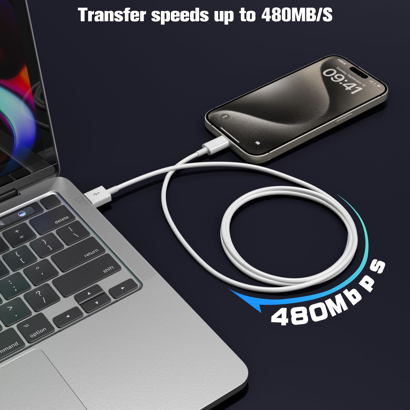 Cable Carplay para iPhone 16/15,iPhone 16/15 Plus,iPhone 16/15Pro,iPhone16/15Pro Max,USB A a USB C para Carplay Cable USB C,iPad USB C 10th,iPad Air Cable cargador de coche Cable de 3 pies （Blanco）