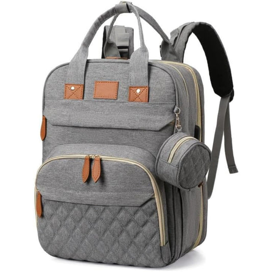Mochila para Pañales Koskids Gris Grande Impermeable con Cambiador y Puerto USB