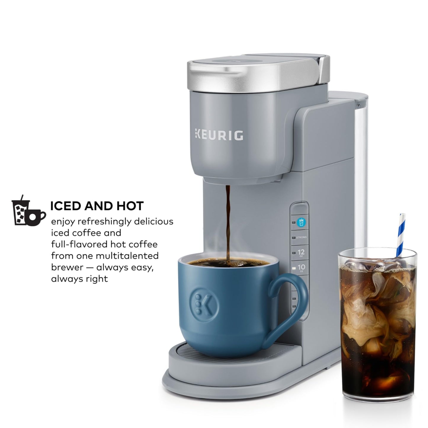 Keurig - Cafetera helada, cafetera helada K-Cup de una sola porción, con capacidad de café caliente y frío, prepara cualquier cápsula K-K-CP, gris