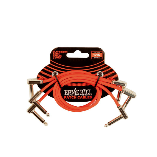 Cable de Interconexión Ernie Ball Rojo 12” Flat Ribbon Paquete de 3