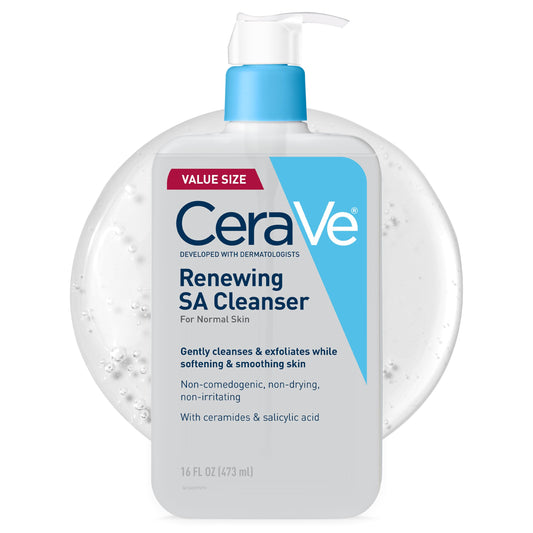 CeraVe SA Cleanser | Salicylic Acid Cleanser with Hyaluronic Acid, Niacinamide & Ceramides| BHA Exfoliant for Face | Fragrance Free Non-Comedogenic | 16 Ounce