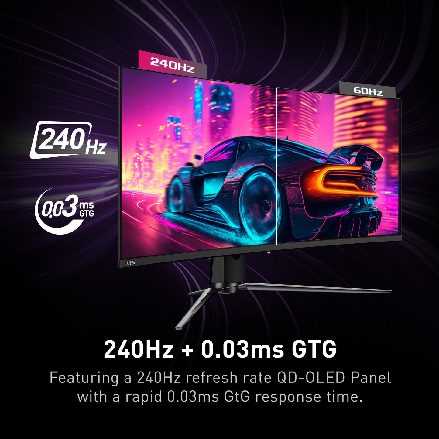 MSI MPG 341CQPX QD-OLED Monitor de Juegos OLED Curvado de 34 Pulgadas, 3440 x 1440 (UWQHD), Tiempo de Respuesta de 0,03 ms, 240Hz, HDR 400 True Black, HDMI, Puerto DP, USB Tipo C, inclinación,