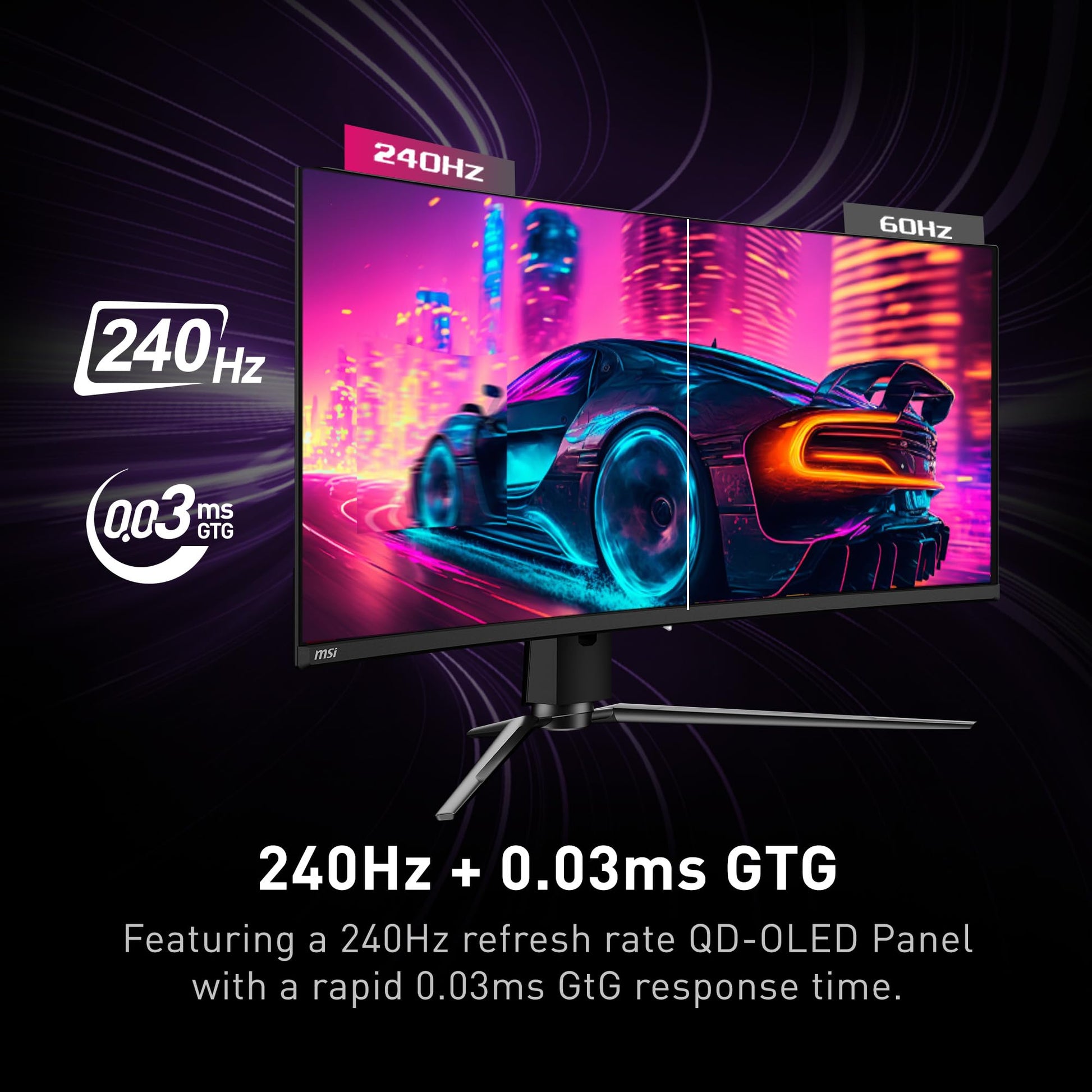 MSI MPG 341CQPX QD-OLED Monitor de Juegos OLED Curvado de 34 Pulgadas, 3440 x 1440 (UWQHD), Tiempo de Respuesta de 0,03 ms, 240Hz, HDR 400 True Black, HDMI, Puerto DP, USB Tipo C, inclinación,