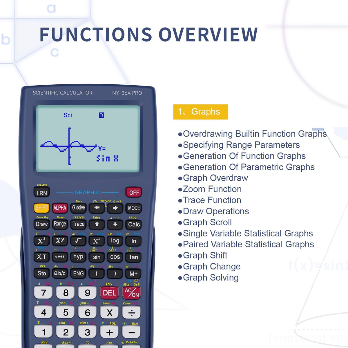 Calculadora Científica NEWYES Gráfica 360 Funciones para Secundaria y Bachillerato