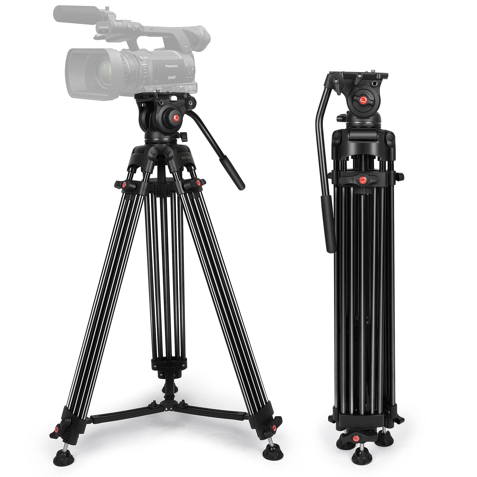 Trípode YoTilon Negro con Cabezal Fluido para Cámaras HDSLR y Videocámara