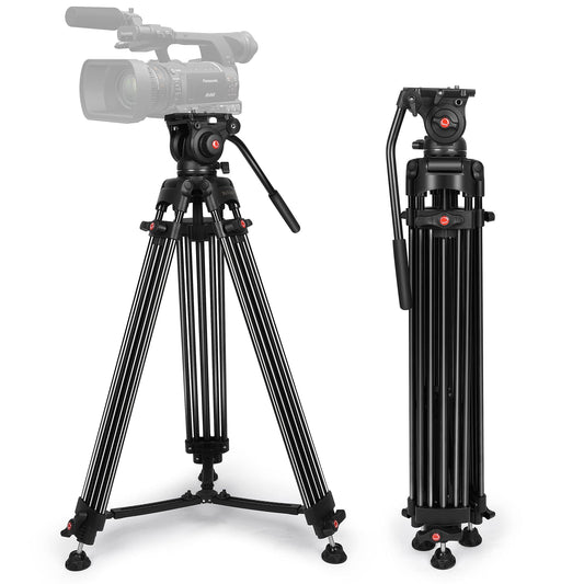 Trípode YoTilon Negro con Cabezal Fluido para Cámaras HDSLR y Videocámara