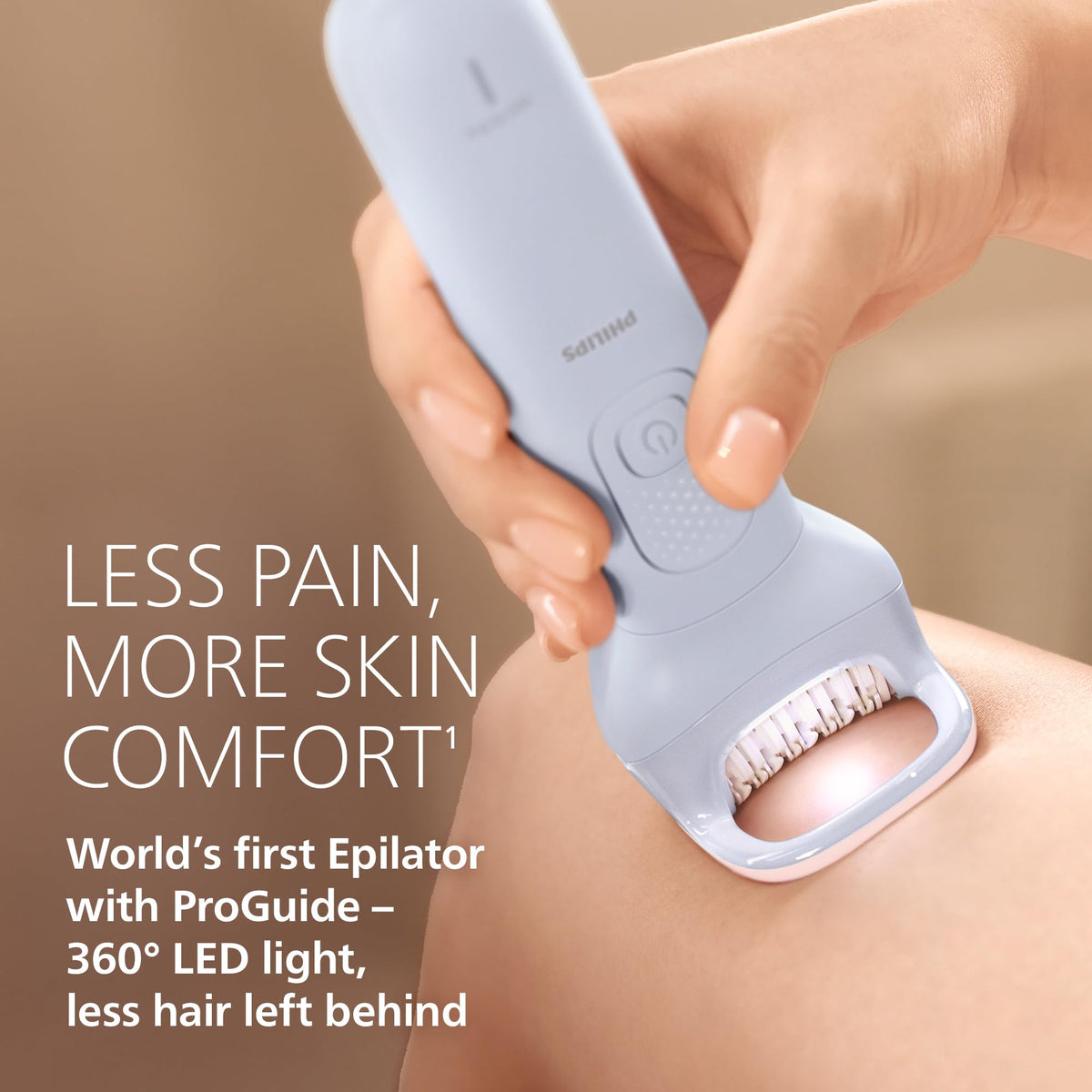 Depiladora Philips Serie 8000 - Depiladora eléctrica inalámbrica para uso en seco y húmedo, para depilación de piernas y cuerpo, con ProGuide, 3 accesorios, 60 min. de duración, Modelo BRE708/00
